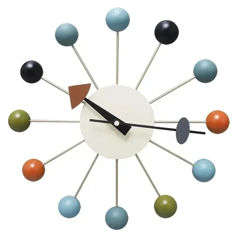 Mid-Century Ball Wall Clock Colorful Spokes