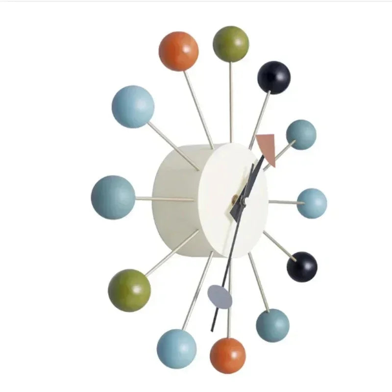 Mid-Century Ball Wall Clock Colorful Spokes