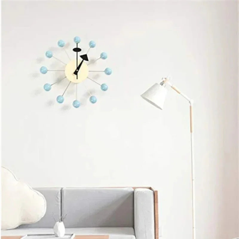 Mid-Century Ball Wall Clock Colorful Spokes