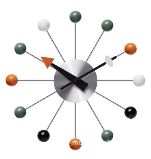 Mid-Century Ball Wall Clock Colorful Spokes